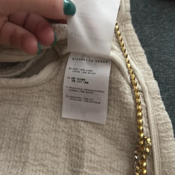 MICHAEL LO SORDO • Linen Bolero Waist Tie Collared Jacket - Picture 16 of 16